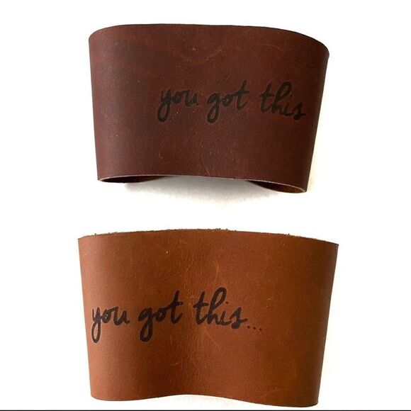 Leather coffee sleeve “you got this” - Picture 1 of 6